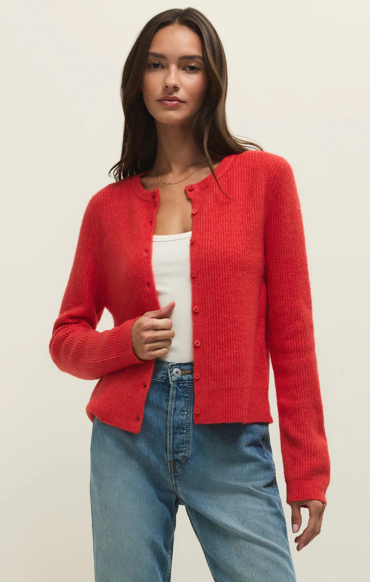 Z Supply The Medina  Ribbed Cardigan - Red