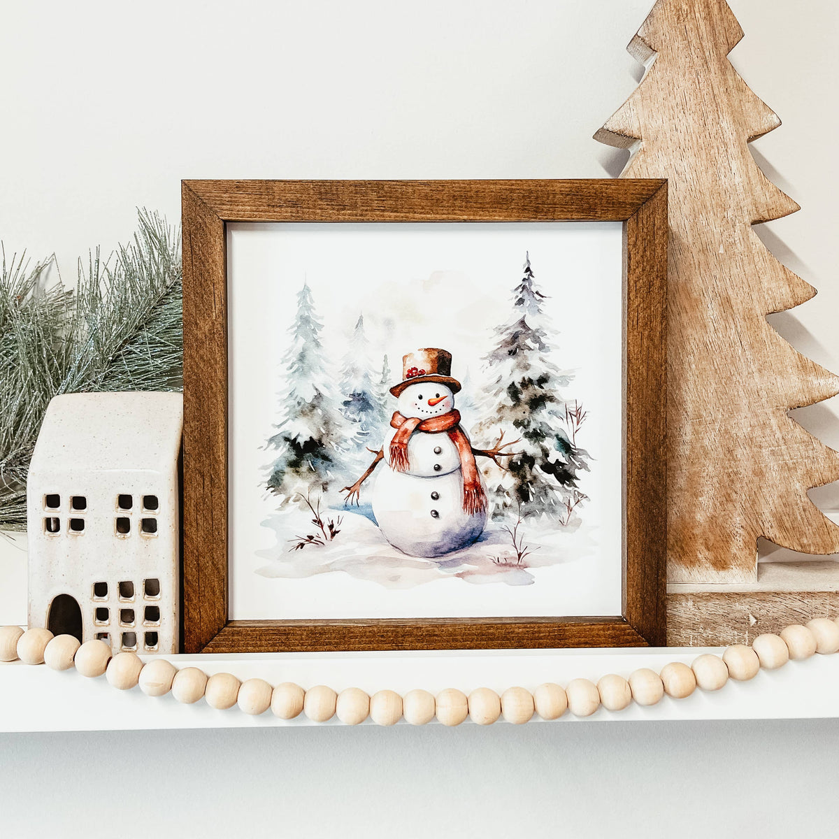 Knotty Design Co. - Watercolour Snowman Framed Sign