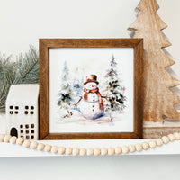 Knotty Design Co. - Watercolour Snowman Framed Sign