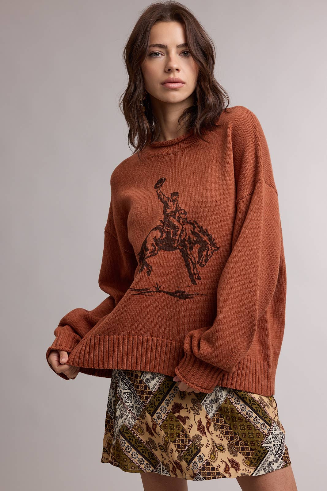 Rodeo Cowboy Sweater - Rust