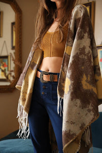 Suede Antique Gold Western Buckle Belt: Brown