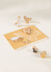 Coco Village - Set of 6 Barnyard Animals on Wooden Plate
