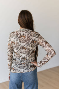 Broncs & Paisley Mesh Top