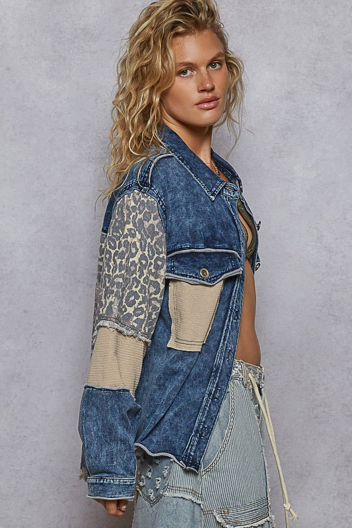 The Julia Denim and Leopard Jacket - Size Large