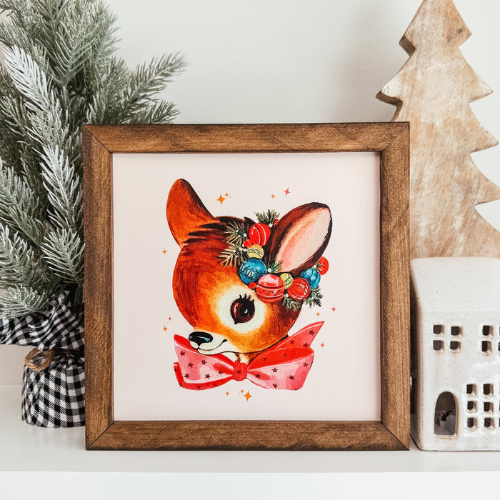 Knotty Design Co. - Vintage Reindeer Framed Wood Sign