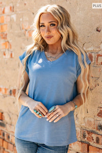 The Blayke Top - Denim Blue (Plus)