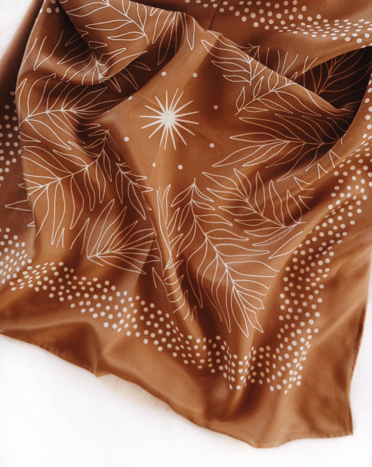 Silk Bandana Scarf-Tropical Palms Amber