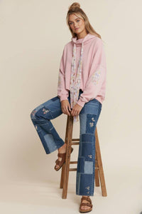 Funnel Neck Floral Pull-Over