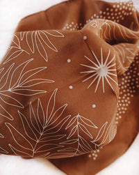 Silk Bandana Scarf-Tropical Palms Amber