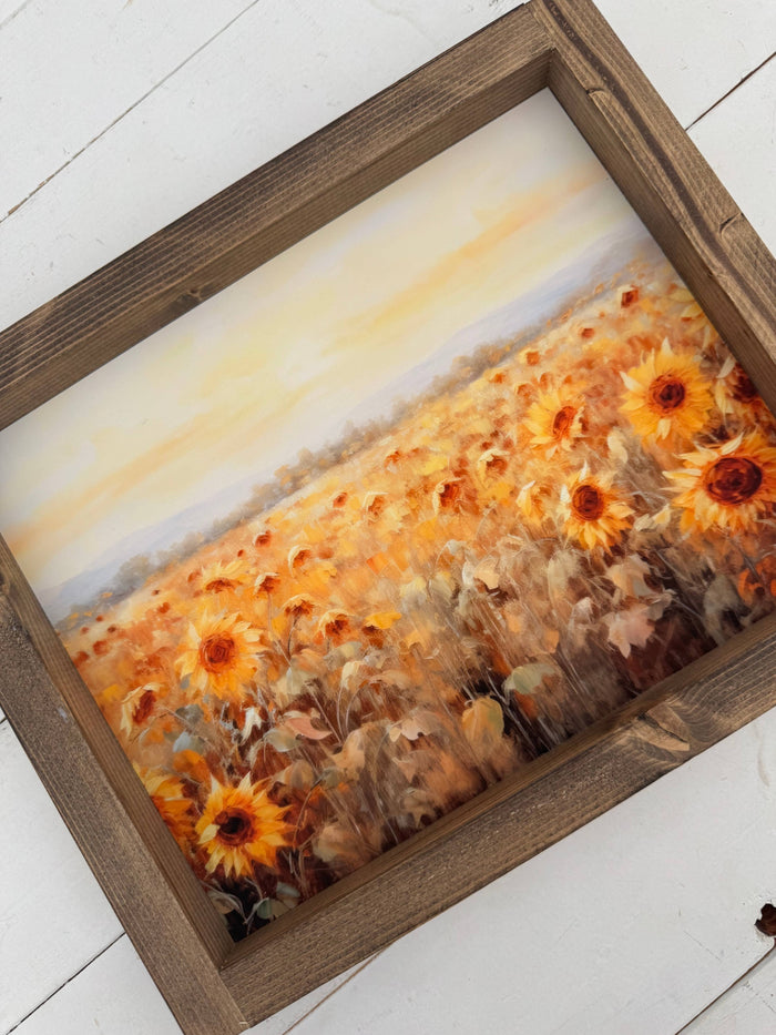 Ashwood Designs - Sunflower field print: Dark Walnut / 11x9