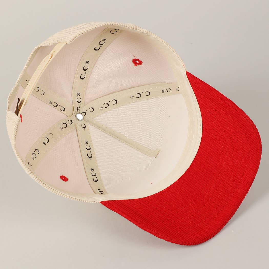 Love Glitter Bubble Letter Corduroy Cap