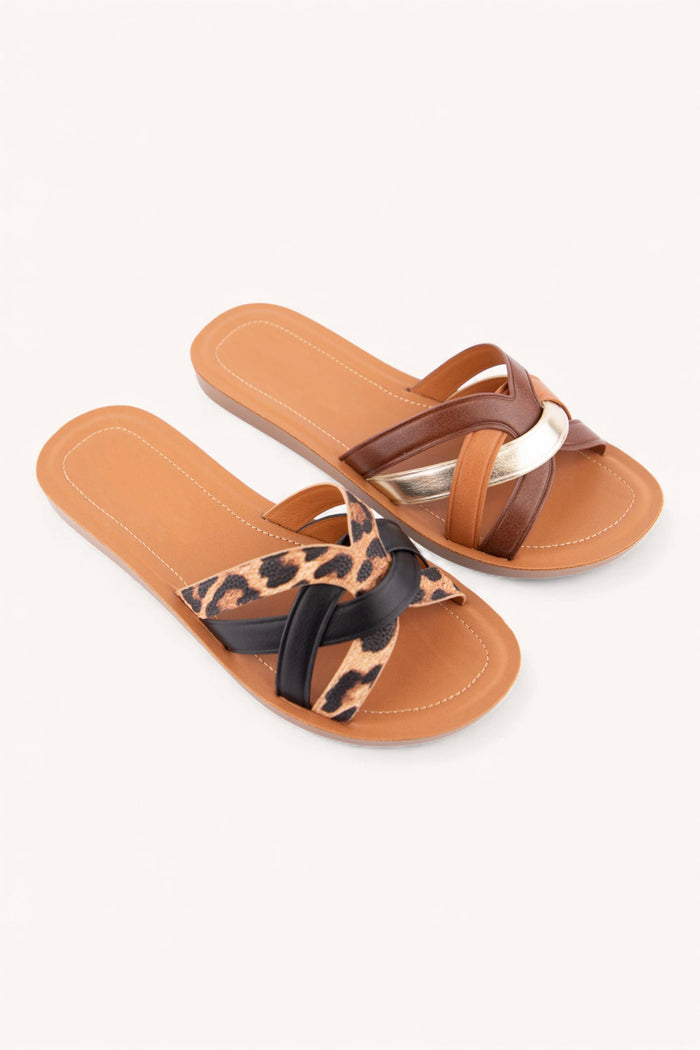 Meteor Criss Cross Sandals - Leopard