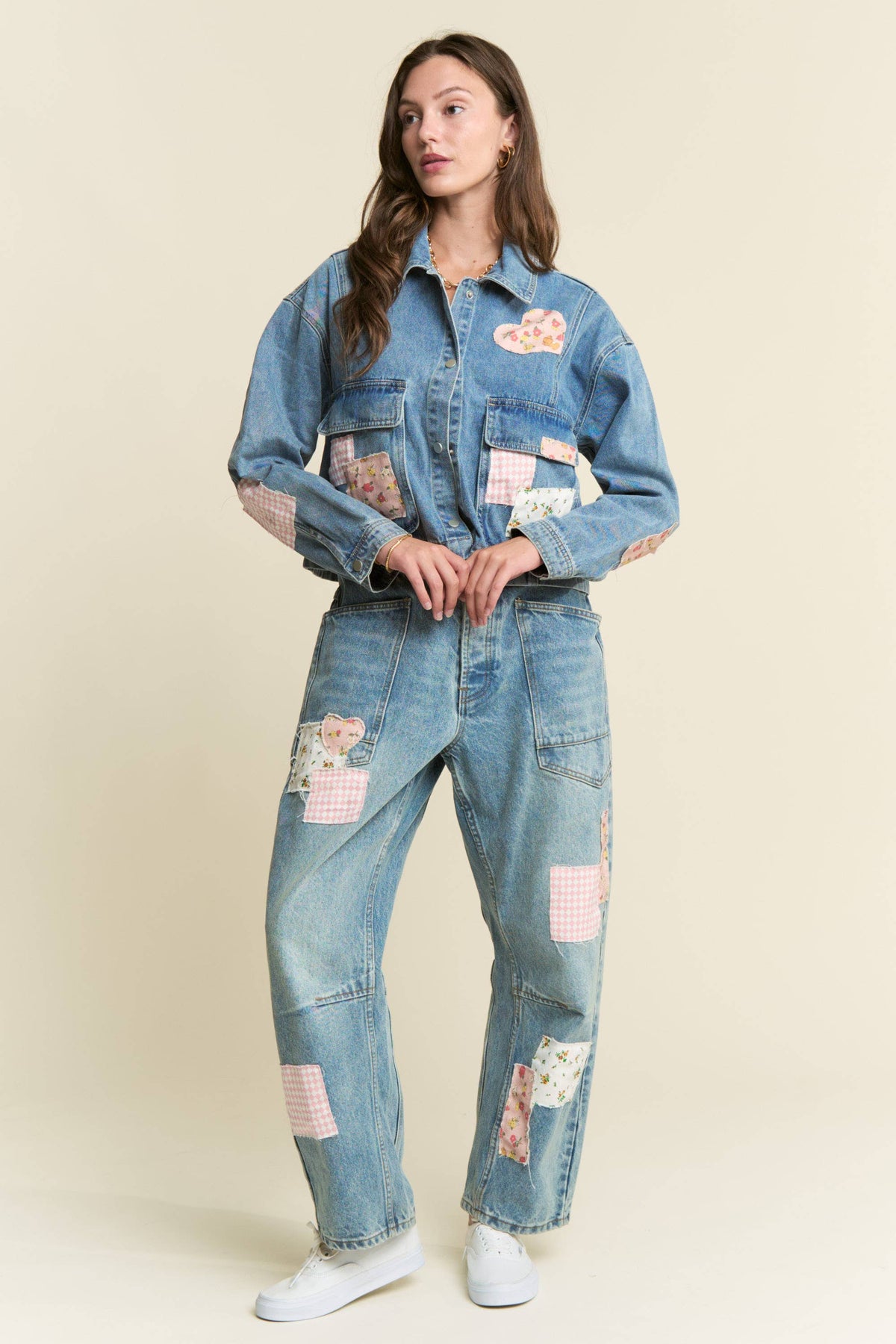 Patched Barrel Jeans
