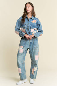 Patched Barrel Jeans