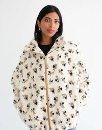 Brunette The Label Floral Sherpa In Cream w/ Brown