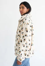 Brunette The Label Floral Sherpa In Cream w/ Brown