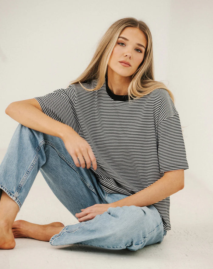 Brunette the Label Boxy Tee - Mini Stripe