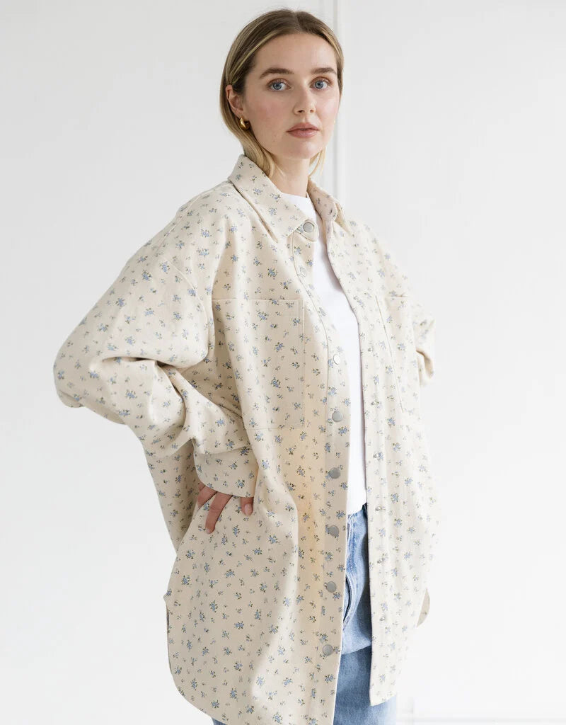 Brunette The Label The Floral Shania Jacket Blue W/ Cream