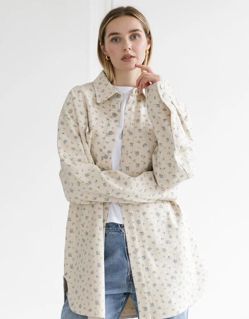 Brunette The Label The Floral Shania Jacket Blue W/ Cream