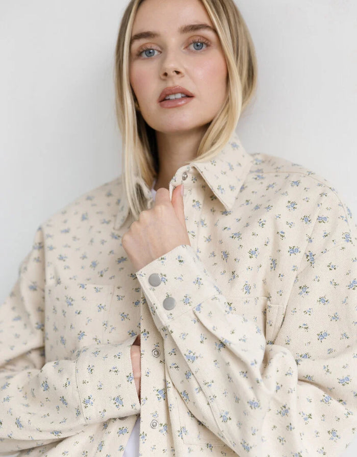 Brunette The Label The Floral Shania Jacket Blue W/ Cream