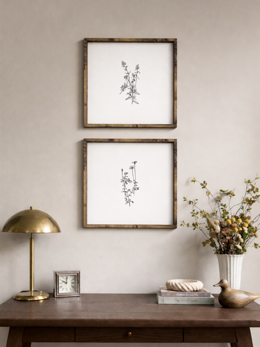 Vintage Floral Stem Framed Wall Art