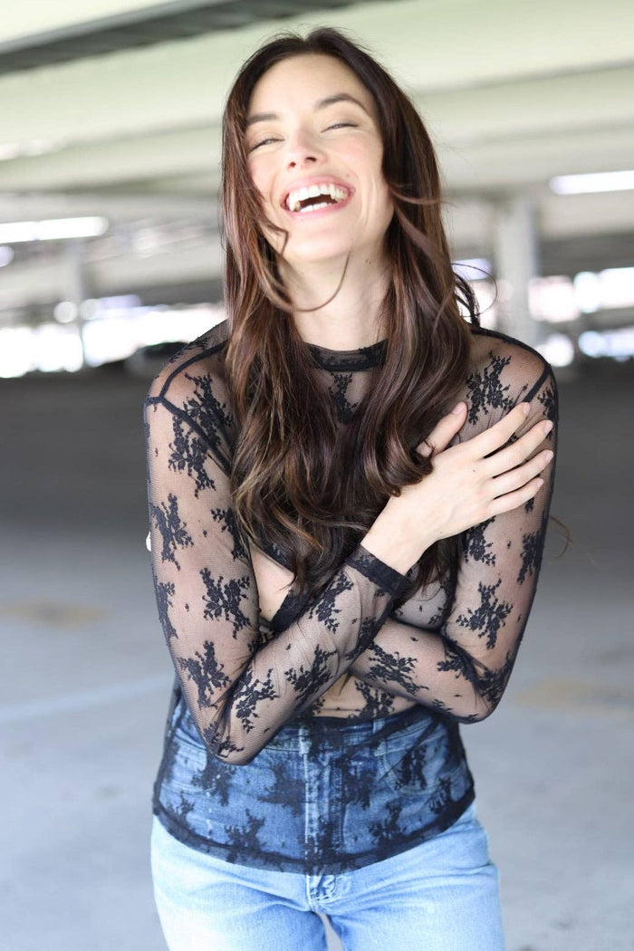 The Loretta Lace Top - Black