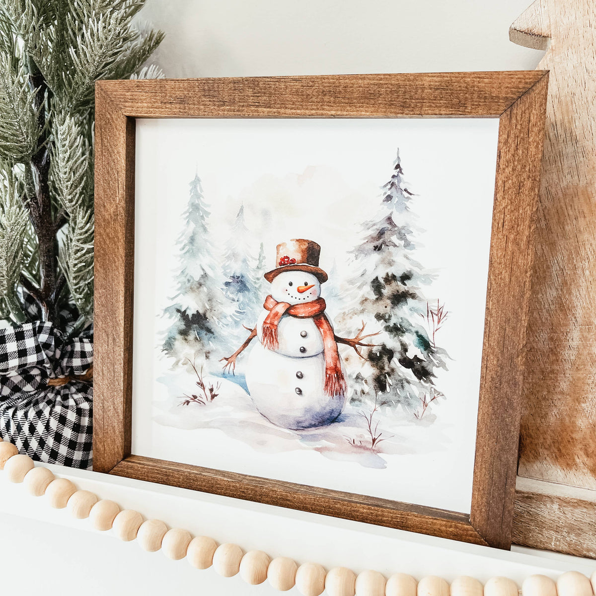 Knotty Design Co. - Watercolour Snowman Framed Sign