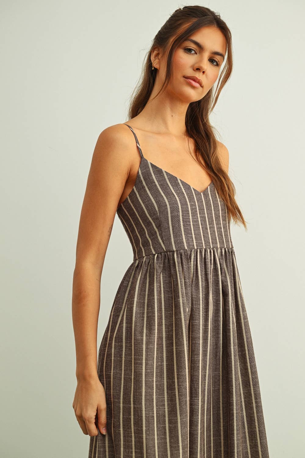 Gloaming Striped Dress - Mocha