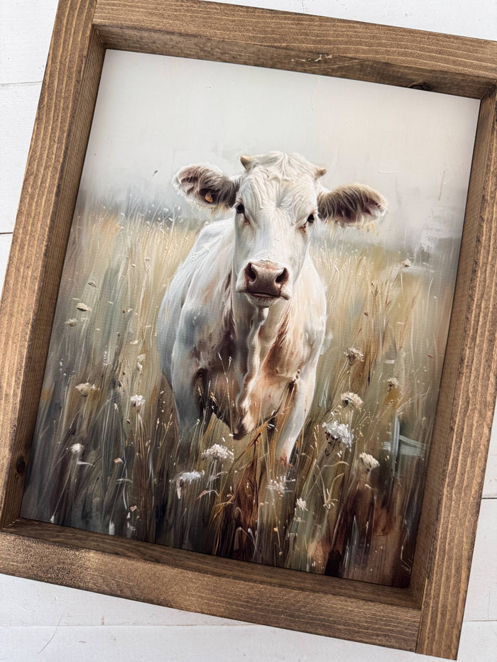 Ashwood Designs - Celeste the cow wood sign: Dark Walnut / 9x11