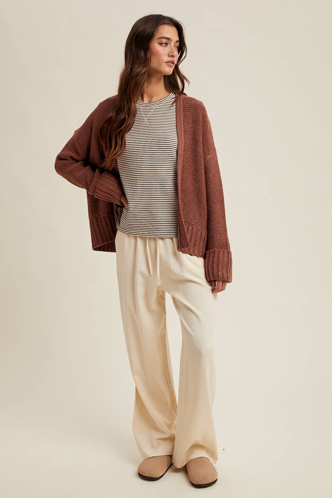 Lightweight Knit Cardi - Cocoa