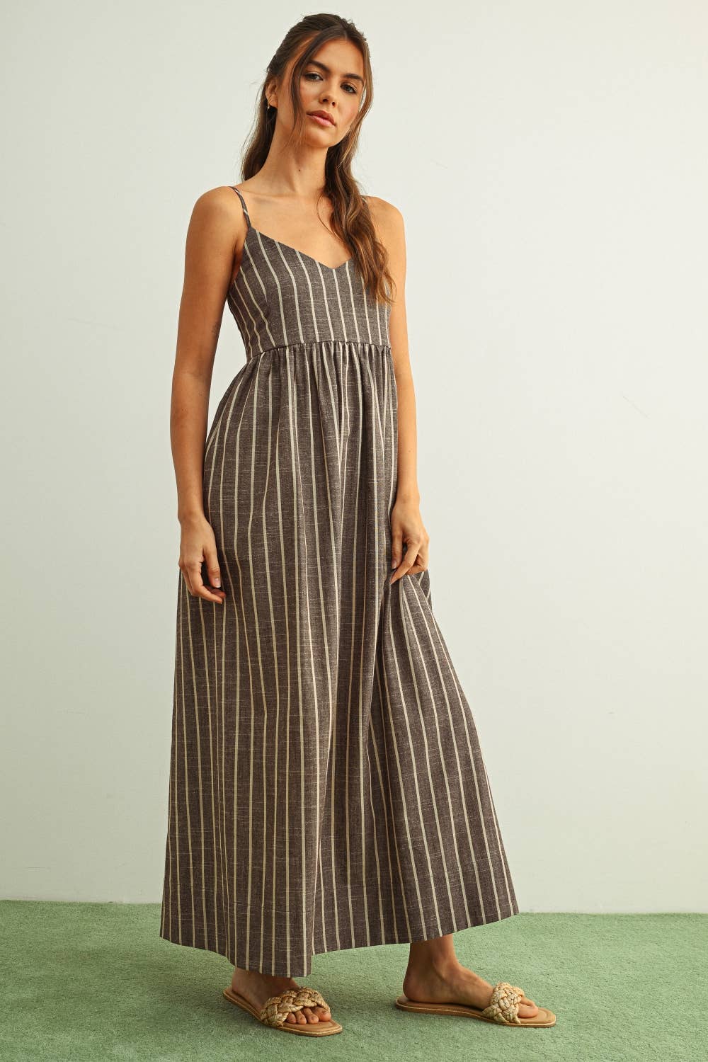 Gloaming Striped Dress - Mocha