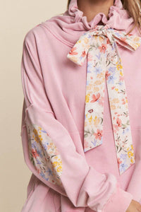 Funnel Neck Floral Pull-Over