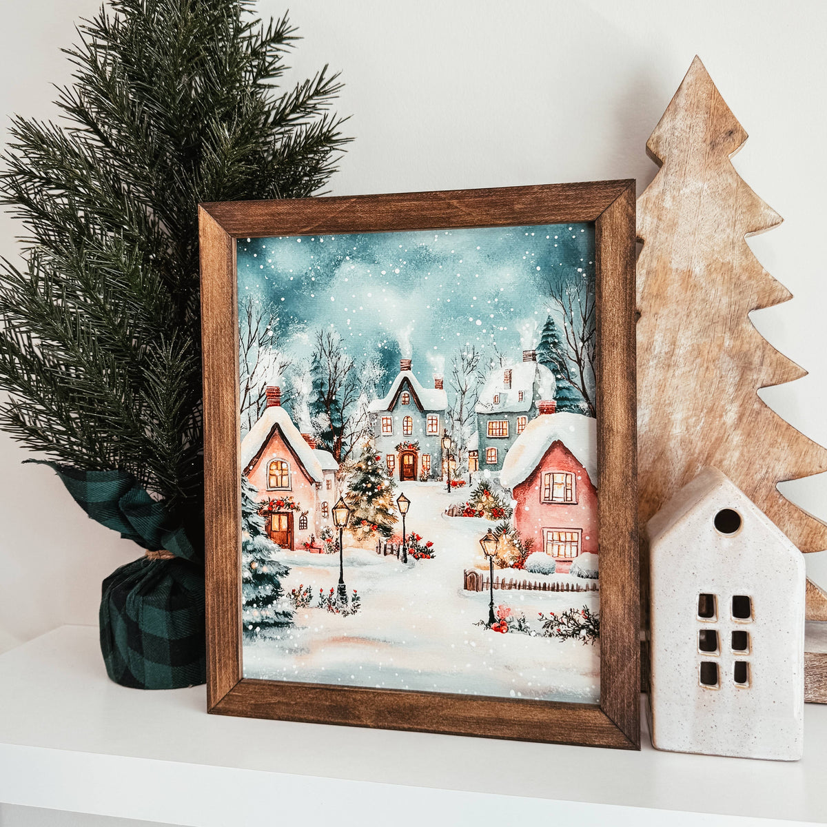 Knotty Design Co. - Christmas Village Scene 3 Framed Christmas Sign