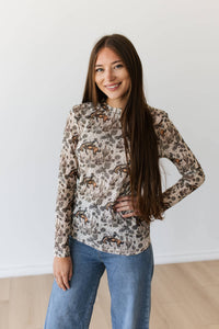 Broncs & Paisley Mesh Top