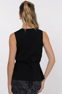 Myra Button Front Knit Vest - Black