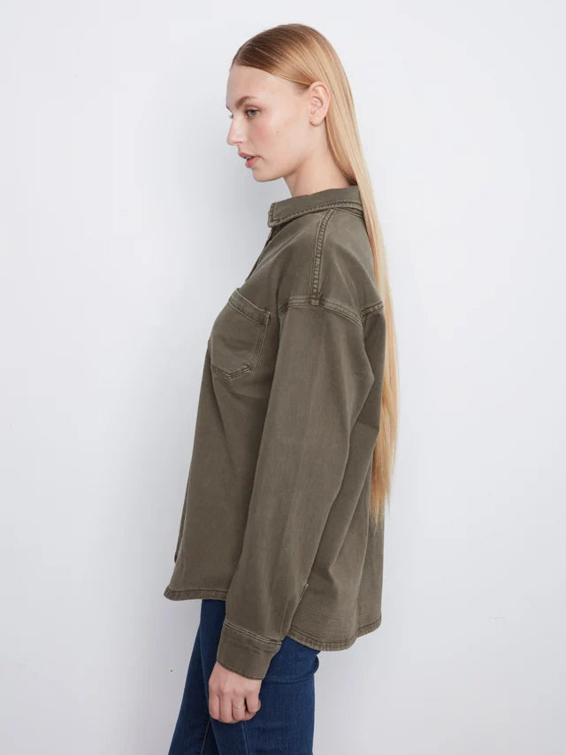Charlie B Twill Button Up Shirt - Moss