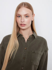 Charlie B Twill Button Up Shirt - Moss