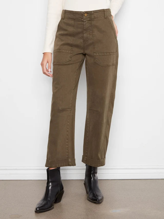 Charlie B Twill Barrel Pants - Olive