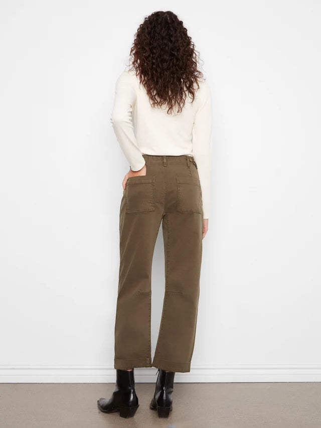Charlie B Twill Barrel Pants - Olive