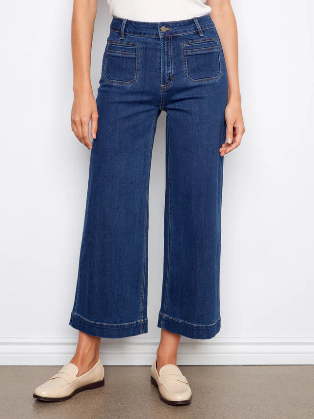 Charlie B Cropped Patch Pocket Jeans