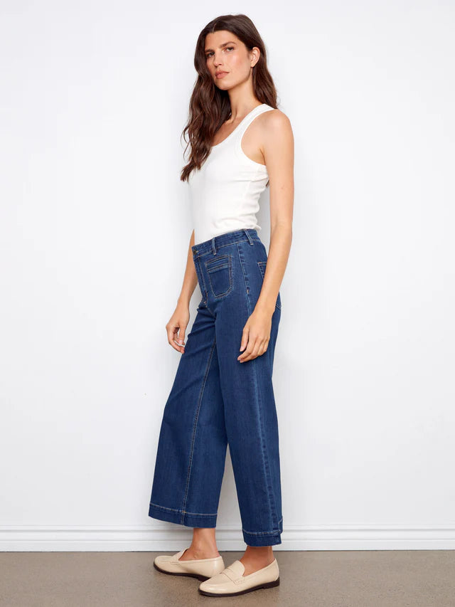Charlie B Cropped Patch Pocket Jeans