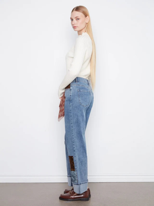 Cuffed Patchwork Jeans