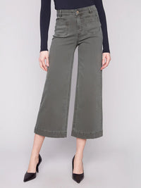 Charlie B - Patch Pocket Flare Jeans - Green