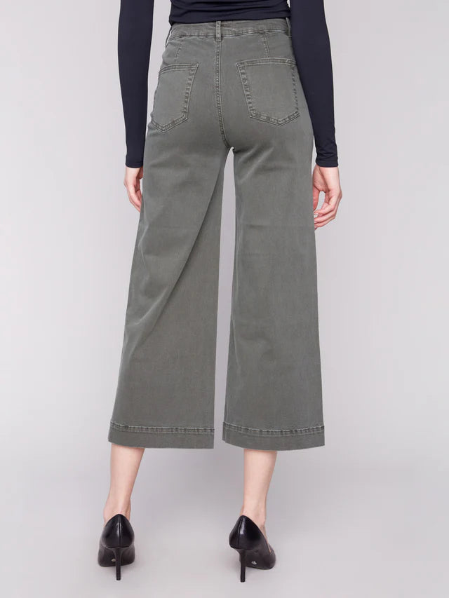 Charlie B - Patch Pocket Flare Jeans - Green