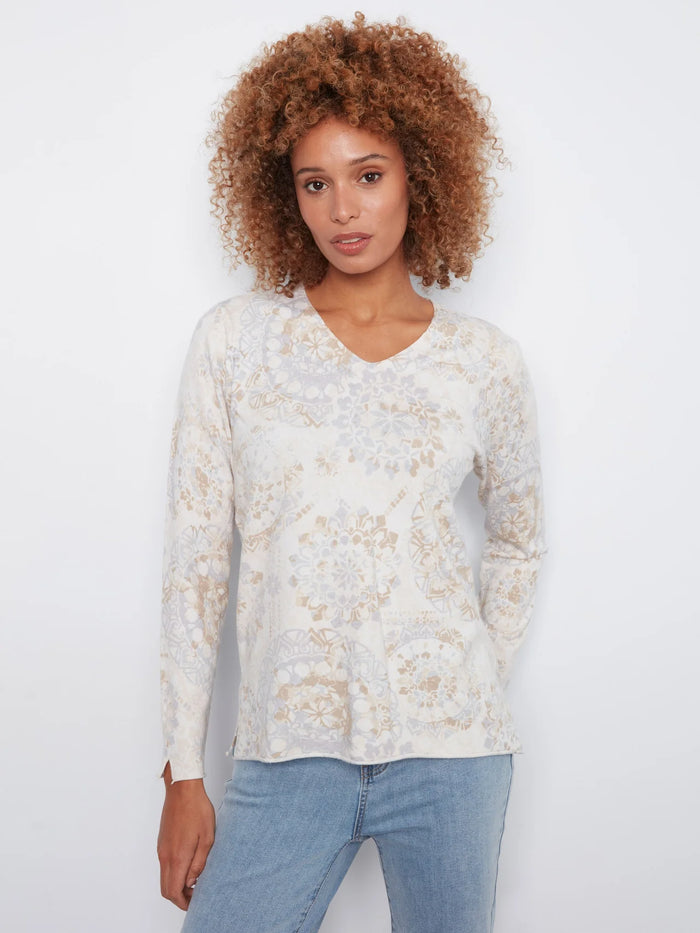 Charlie B Printed Long Sleeve Sweater