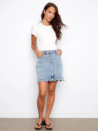 Charlie B Scalloped Skort - Blue Denim