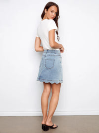 Charlie B Scalloped Skort - Blue Denim