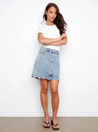 Charlie B Scalloped Skort - Blue Denim