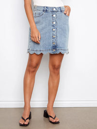 Charlie B Scalloped Skort - Blue Denim
