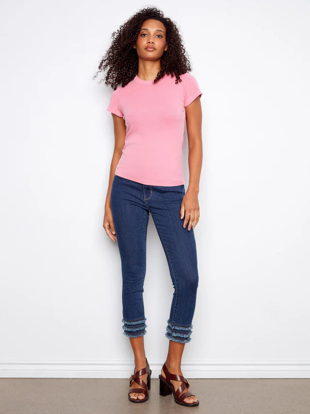 Charlie B Tencel Ribbed TShirt - Candy